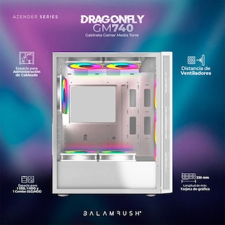 Foto 3 | Gabinete Gamer Balam Rush Dragonfly II Mesh GM740 ATX Media Torre 4 Fan RGB BR-935999 color Blanco