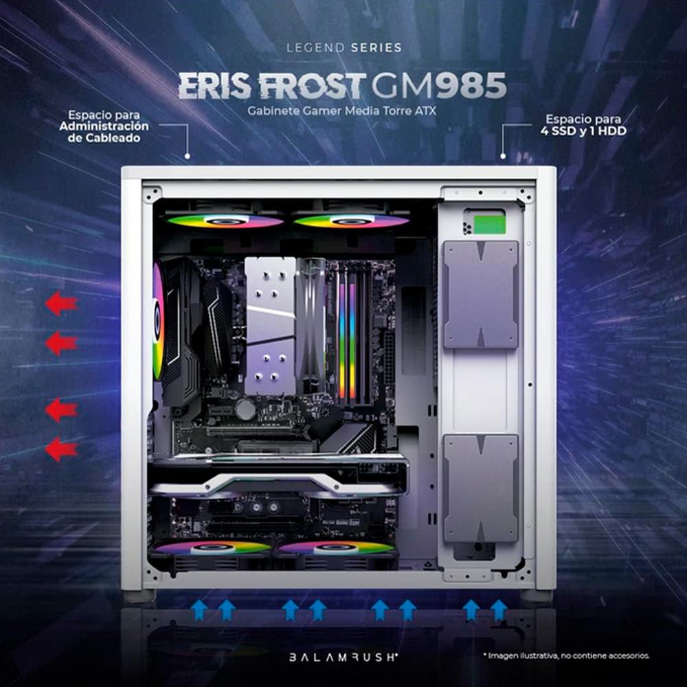 Foto 4 pulgar | Gabinete Gamer Balam Rush Eris Frost GM985 ATX Media Torre Cristal Templado USB 3.0 BR-935678 color Blanco