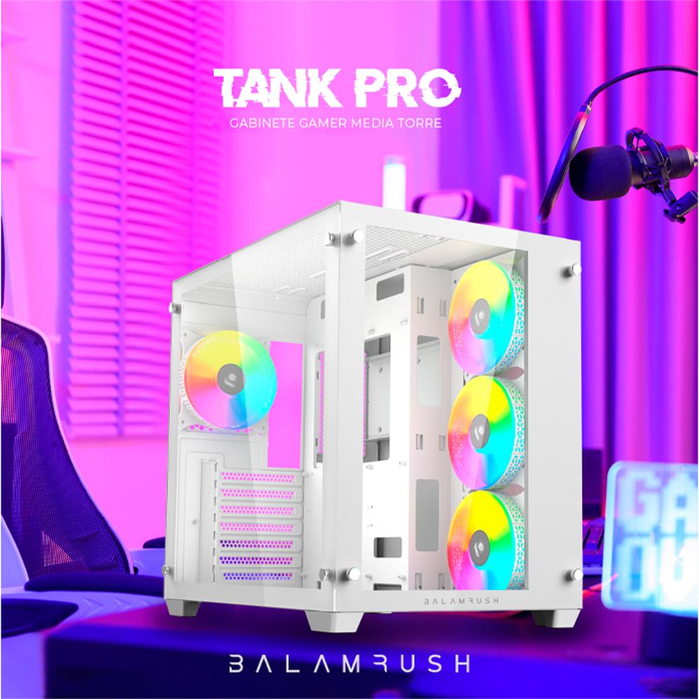 Foto 5 pulgar | Gabinete Gamer Balam Rush Tank Pro Gm930 Atx Media Torre 4 Fan Rgb Cristal Templado Usb Br-935951 color Blanco