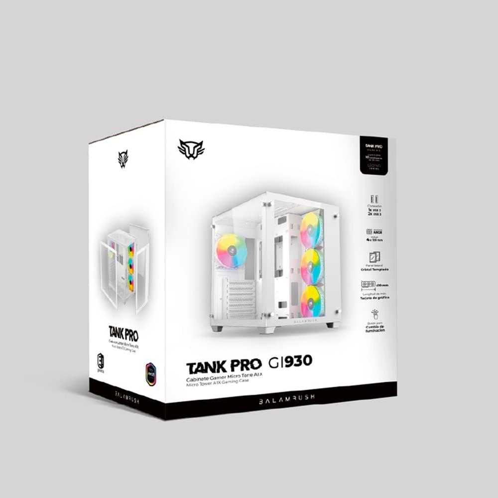 Foto 7 pulgar | Gabinete Gamer Balam Rush Tank Pro Gm930 Atx Media Torre 4 Fan Rgb Cristal Templado Usb Br-935951 color Blanco