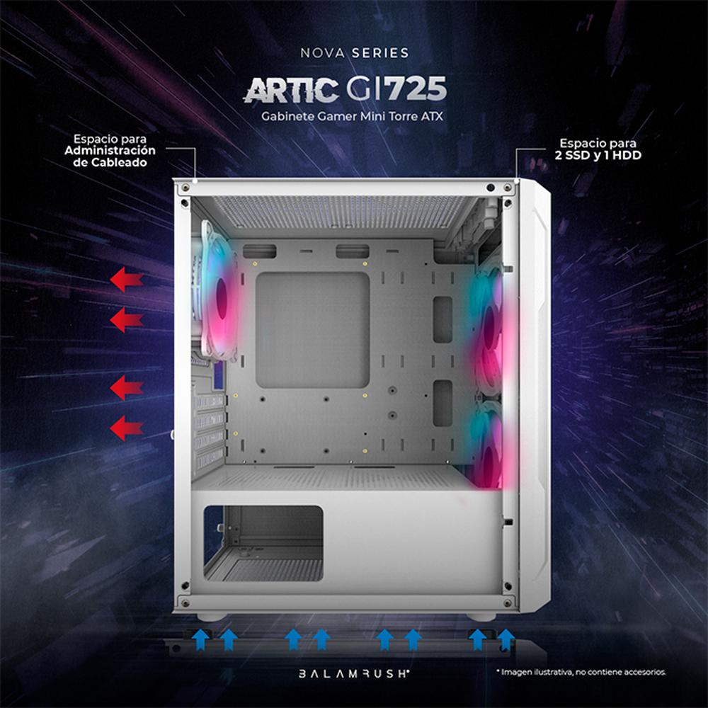 Foto 4 pulgar | Gabinete Gamer Balam Rush Artic Gi725 M-atx Micro Torre 3 Fan Rgb Br-936125 color Blanco