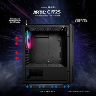 Foto 3 | Gabinete Gamer Balam Rush Artic Gi725 M-ATX Mini Torre 3 Fan Cristal Templado BR-936118 color Negro