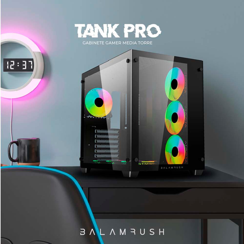 Foto 6 pulgar | Gabinete Gamer Balam Rush Tank Pro Gm930 Media Torre 4 Fan Cristal Templado Negro Br-935944