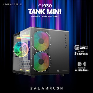Foto 2 | Gabinete Gamer Balam Rush Tank Mini Gi930 M-ATX Mini Torre 3 Fan Cristal Templado BR-936033 color Negro
