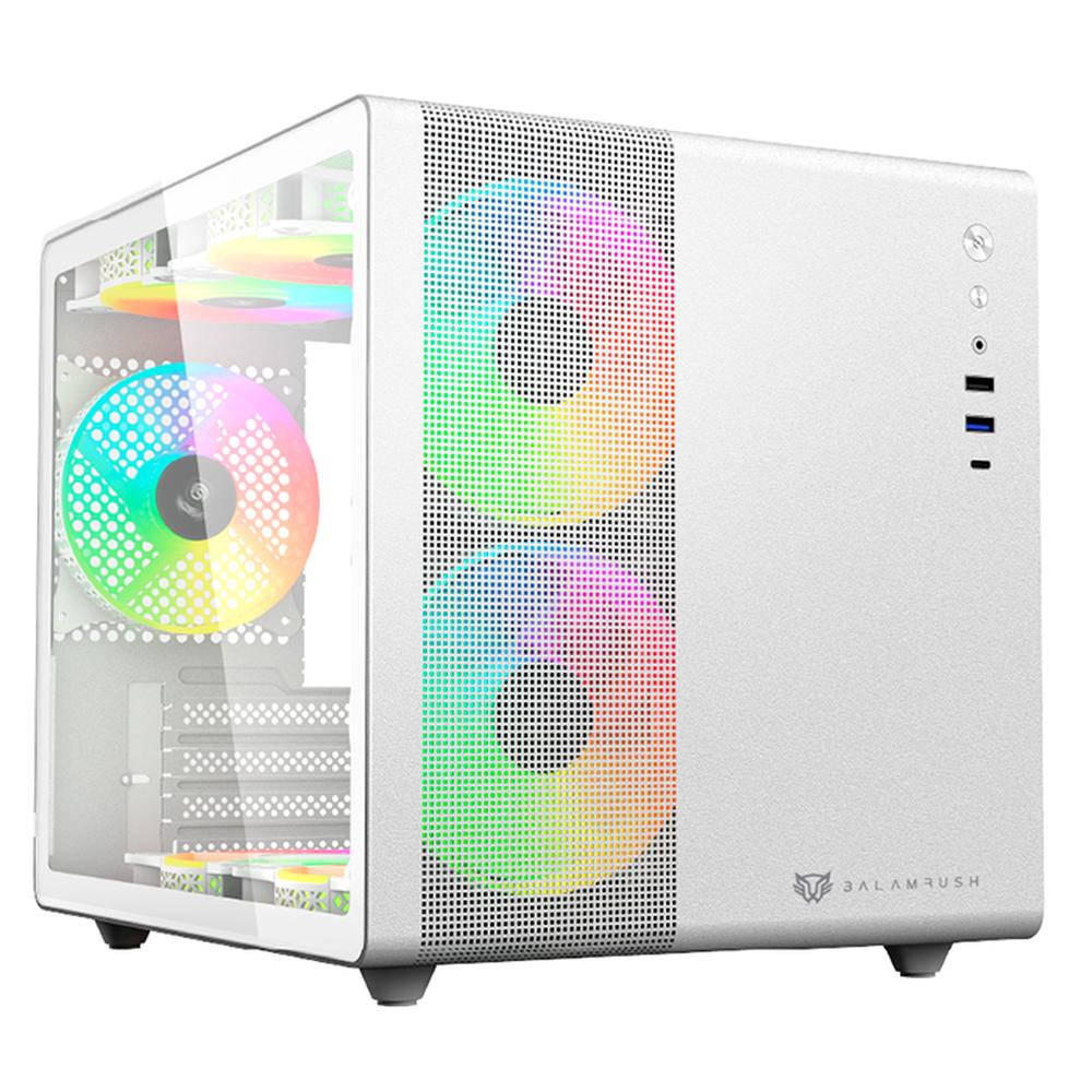 Foto 2 pulgar | Gabinete Gamer Balam Rush Tank Mini Gi930 M-ATX Mini Torre 3 Fan Cristal Templado BR-936040 color Blanco