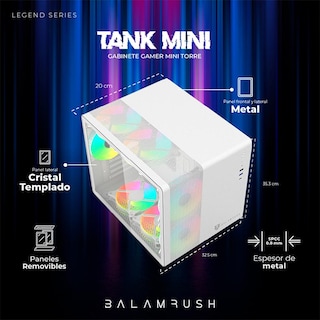 Foto 4 | Gabinete Gamer Balam Rush Tank Mini Gi930 M-ATX Mini Torre 3 Fan Cristal Templado BR-936040 color Blanco