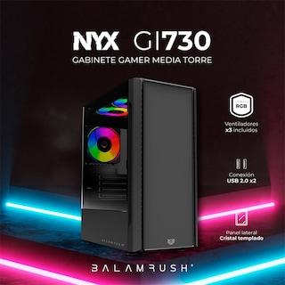 Foto 2 | Gabinete Gamer BALAM RUSH NYX GI730 Micro ATX Mini Torre 3 Fan Cristal Templado RGB Negro BR-936095