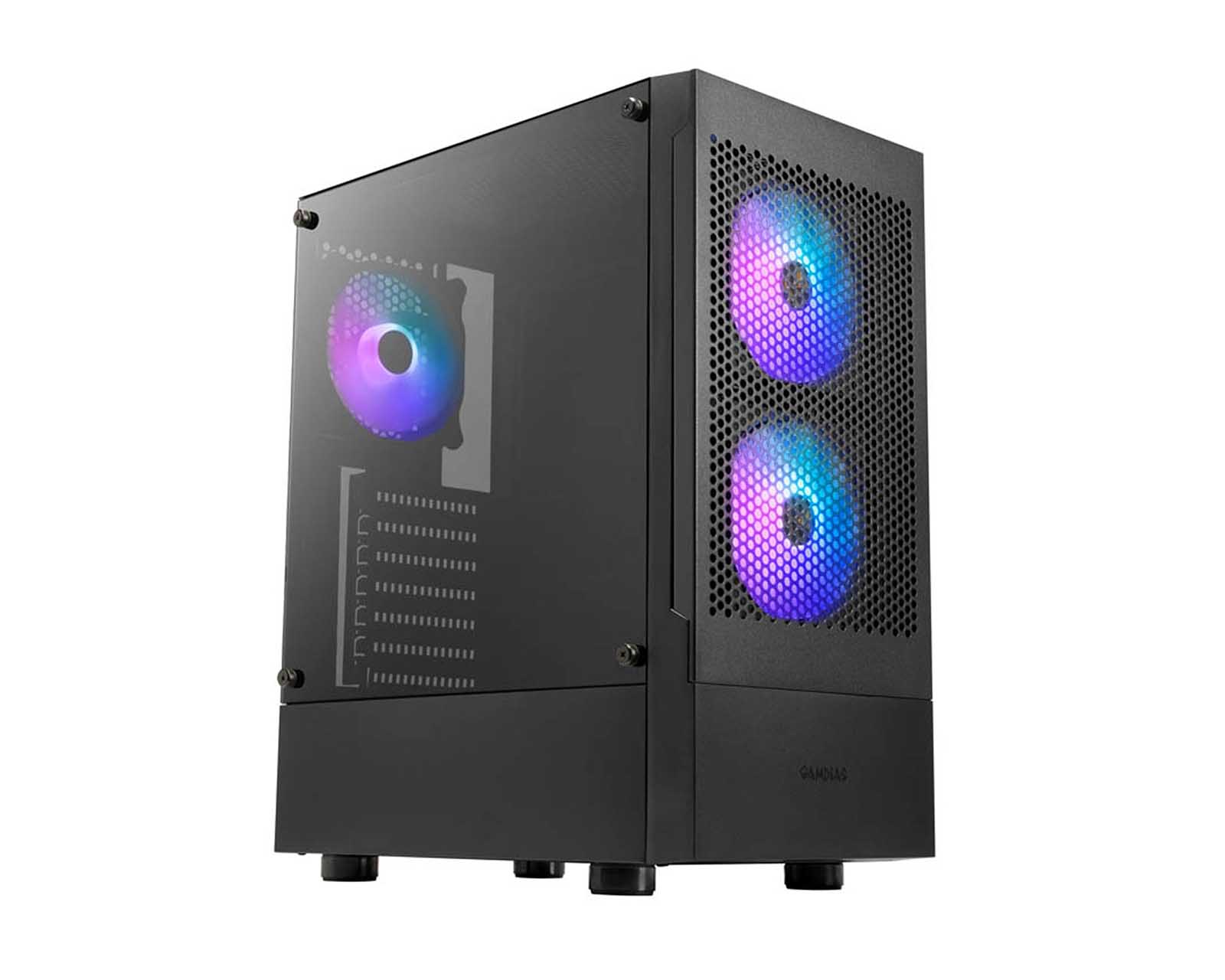 Gabinete Gamdias Talos E3 Mesh Media Torre Atx Cristal Sin Fuente Negro