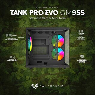 Foto 3 | Gabinete Balam Rush Tank Pro Evo Gm955 Mini Torre 3 Fan Rgb Micro Atx Cristal Templado Br-937320 Color Negro