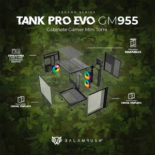 Foto 4 | Gabinete Balam Rush Tank Pro Evo Gm955 Mini Torre 3 Fan Rgb Micro Atx Cristal Templado Br-937320 Color Negro