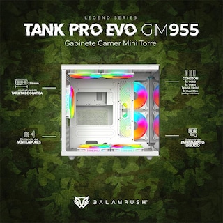 Foto 3 | Gabinete Balam Rush Tank Pro Evo Gm955 Mini Torre 3 Fan Rgb Micro Atx Cristal Templado Br-937337 Color Blanco