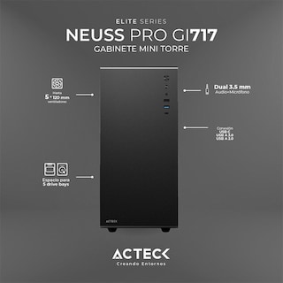 Foto 3 | Gabinete Acteck Neuss Pro Gi717 Micro Atx Mini Torre Cristal Templado Usb-c Negro Ac-935937