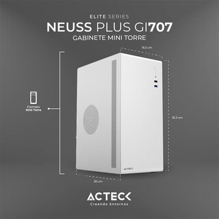 Foto 3 | Gabinete ACTECK NEUSS PLUS GI707 Micro ATX Mini Torre Fuente 450w Blanco AC-936026