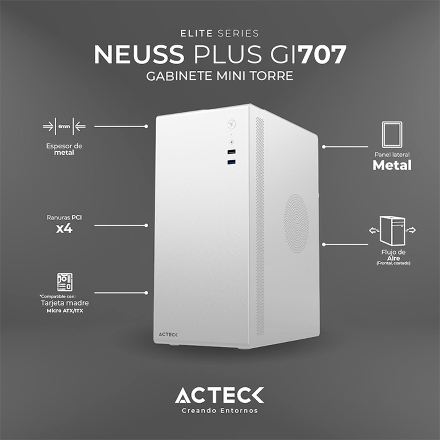 Foto 5 pulgar | Gabinete ACTECK NEUSS PLUS GI707 Micro ATX Mini Torre Fuente 450w Blanco AC-936026