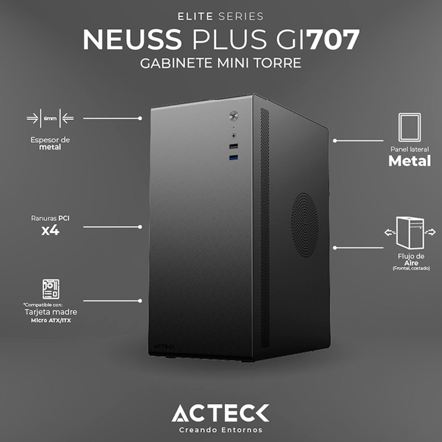 Foto 5 pulgar | Gabinete ACTECK NEUSS PLUS GI707 Micro ATX Mini Torre Fuente 450w Negro AC-936019