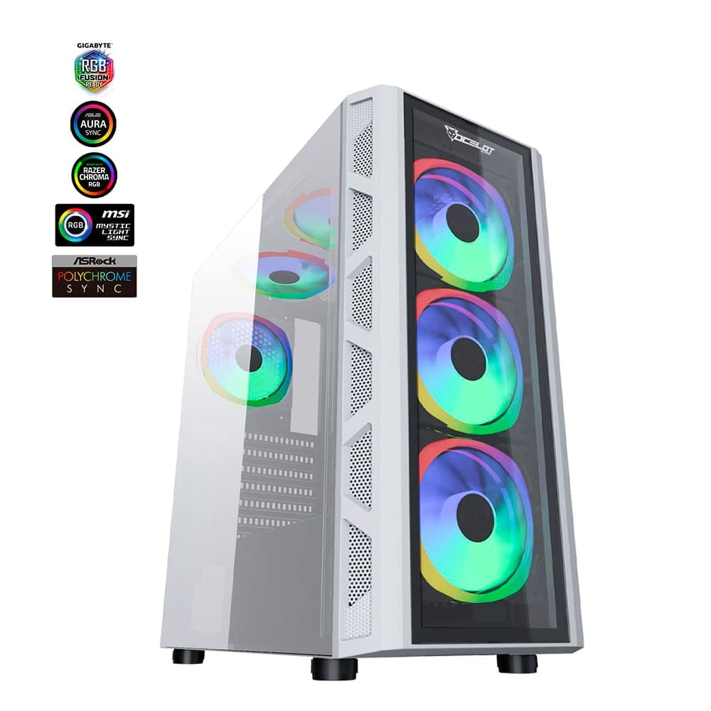 Foto 2 pulgar | Gabinete Ocelot Gaming Og-c White Blixard E-atx, Cristal Templado, Sin Fuente, Blanco