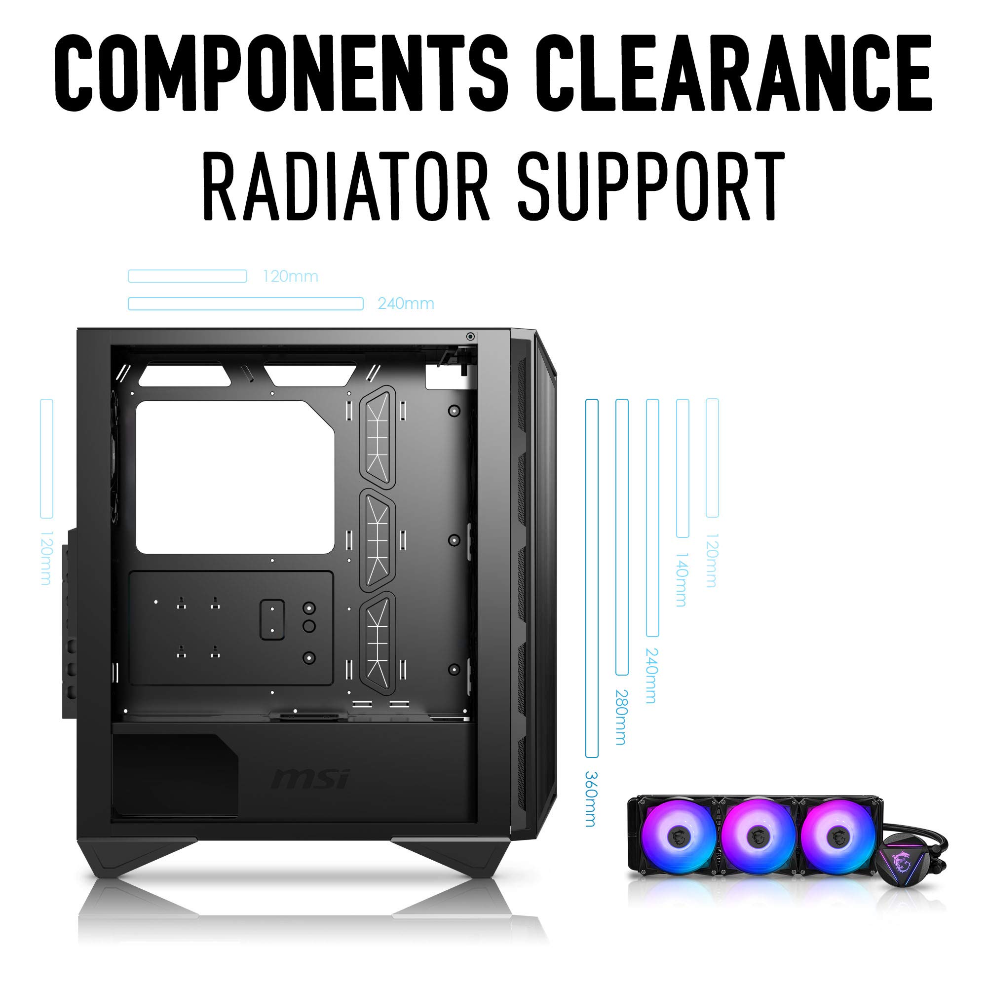 Foto 4 pulgar | Funda para Pc Msi Mpg Gungnir 111r Mid Tower Negra con 4 Ventiladores - Venta Internacional