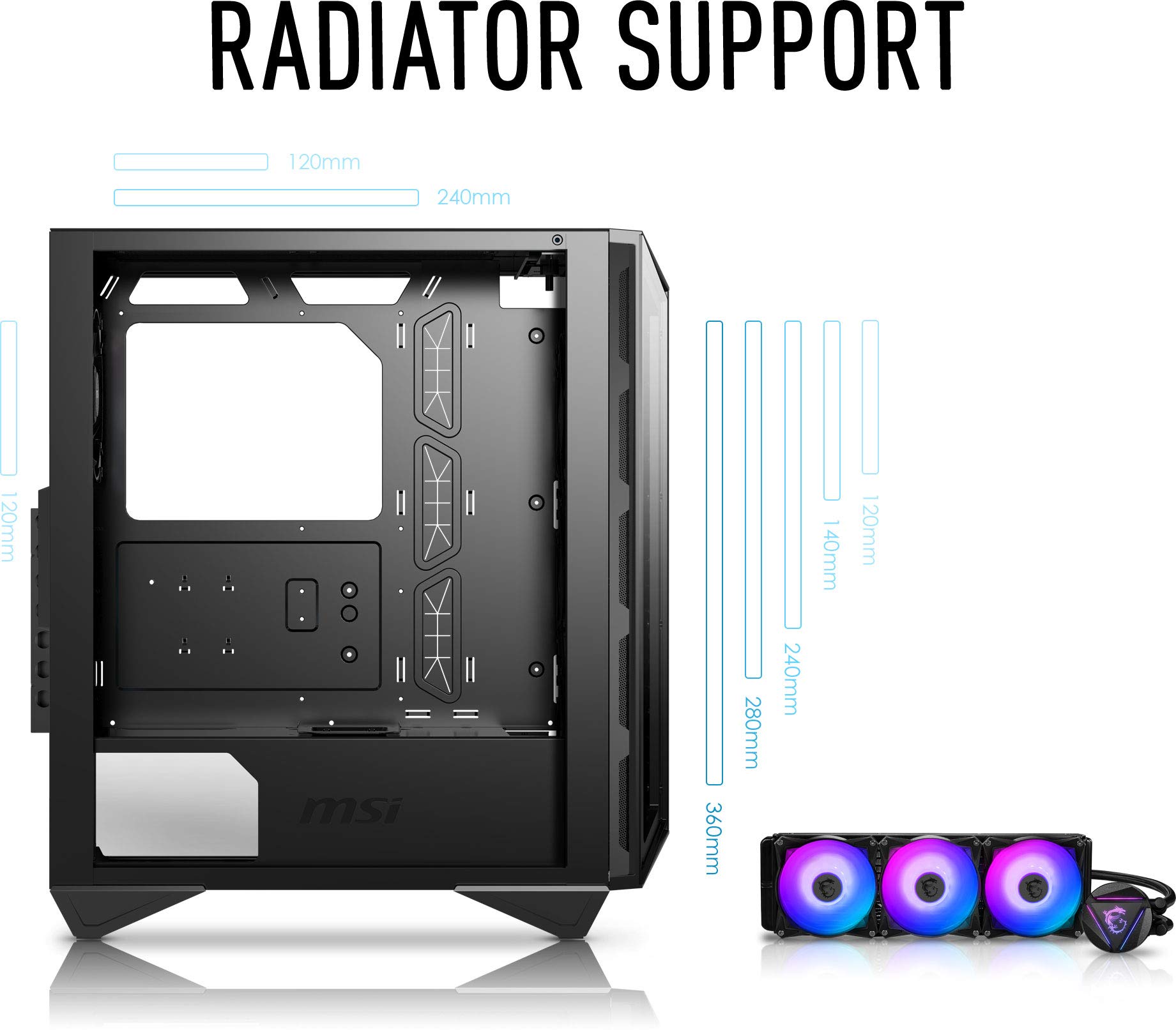 Foto 3 pulgar | Funda para Pc Msi Mpg Gungnir 110r Premium Mid-tower con Soporte de Refrigeración Líquida - Venta Internacional