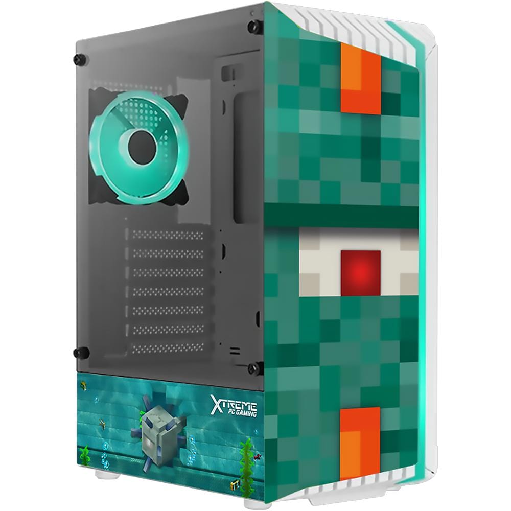 Gabinete Gamer Xtreme Pc Gaming Minecraft Elder Guardian Media Torre ATX/Micro ATX/ITX con Iluminación RGB Verde $999