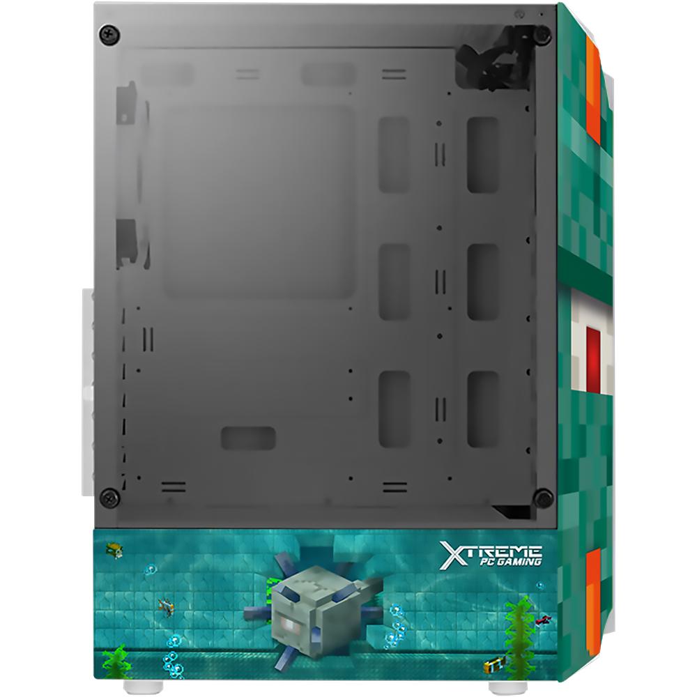 Foto 6 pulgar | Gabinete Gamer Xtreme Pc Gaming Minecraft Elder Guardian Media Torre ATX/Micro ATX/ITX con Iluminación RGB Verde