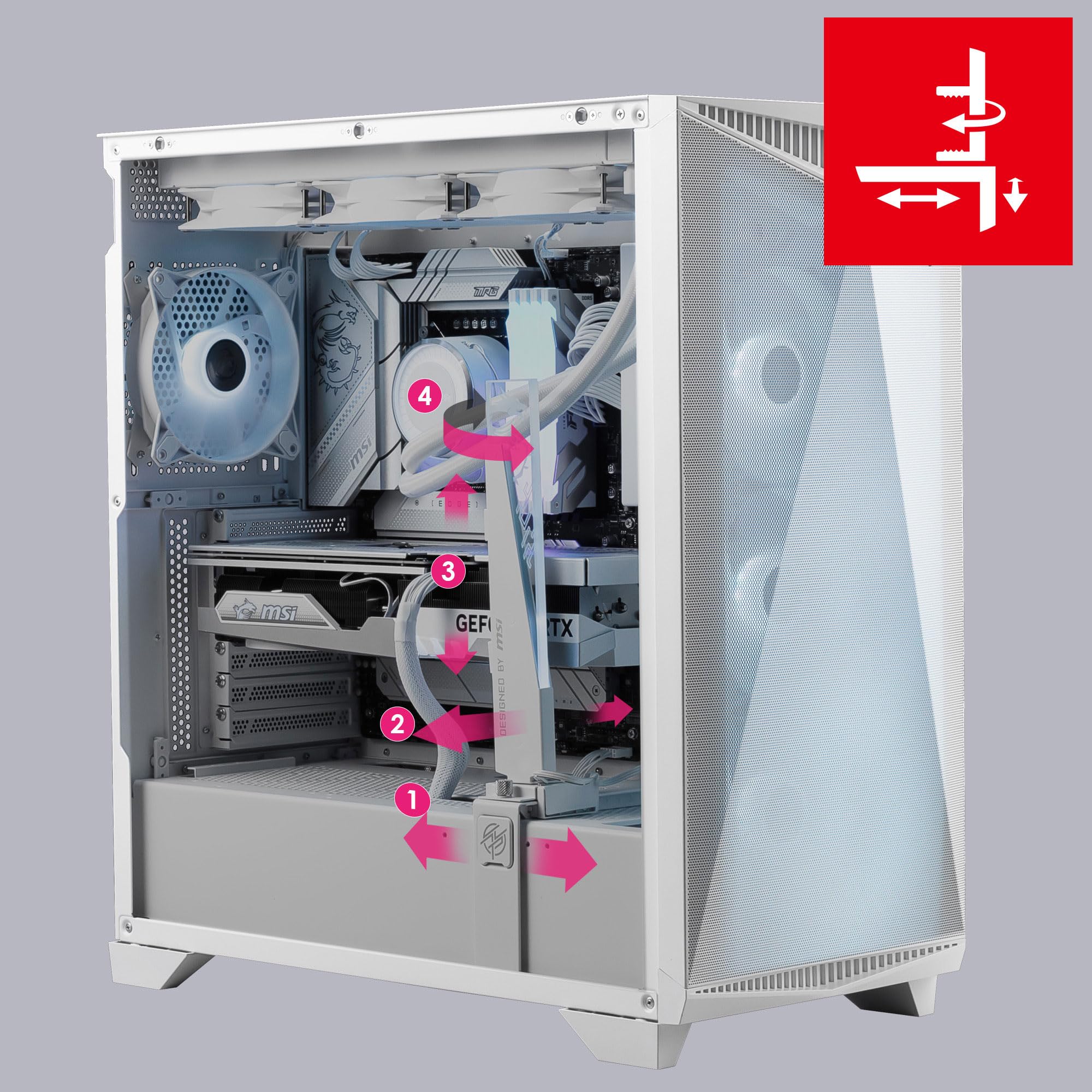 Foto 5 pulgar | Gabinetes MSI MPG Gungnir 300r Airflow Blanca con 4 Ventiladores ARGB de 120 mm - Venta Internacional