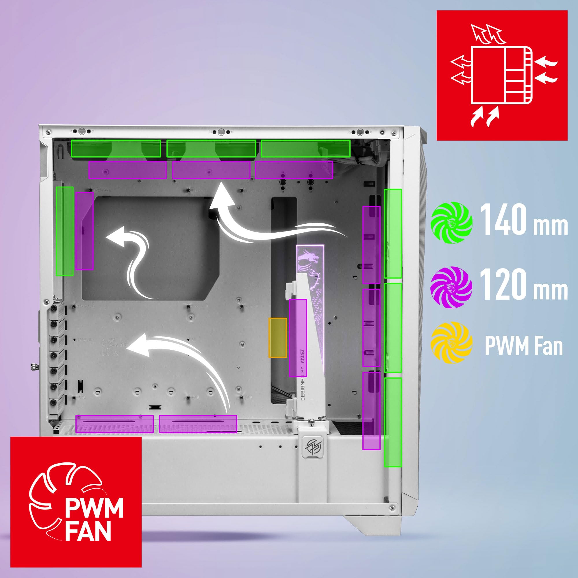 Foto 8 pulgar | Gabinetes MSI MPG Gungnir 300r Airflow Blanca con 4 Ventiladores ARGB de 120 mm - Venta Internacional