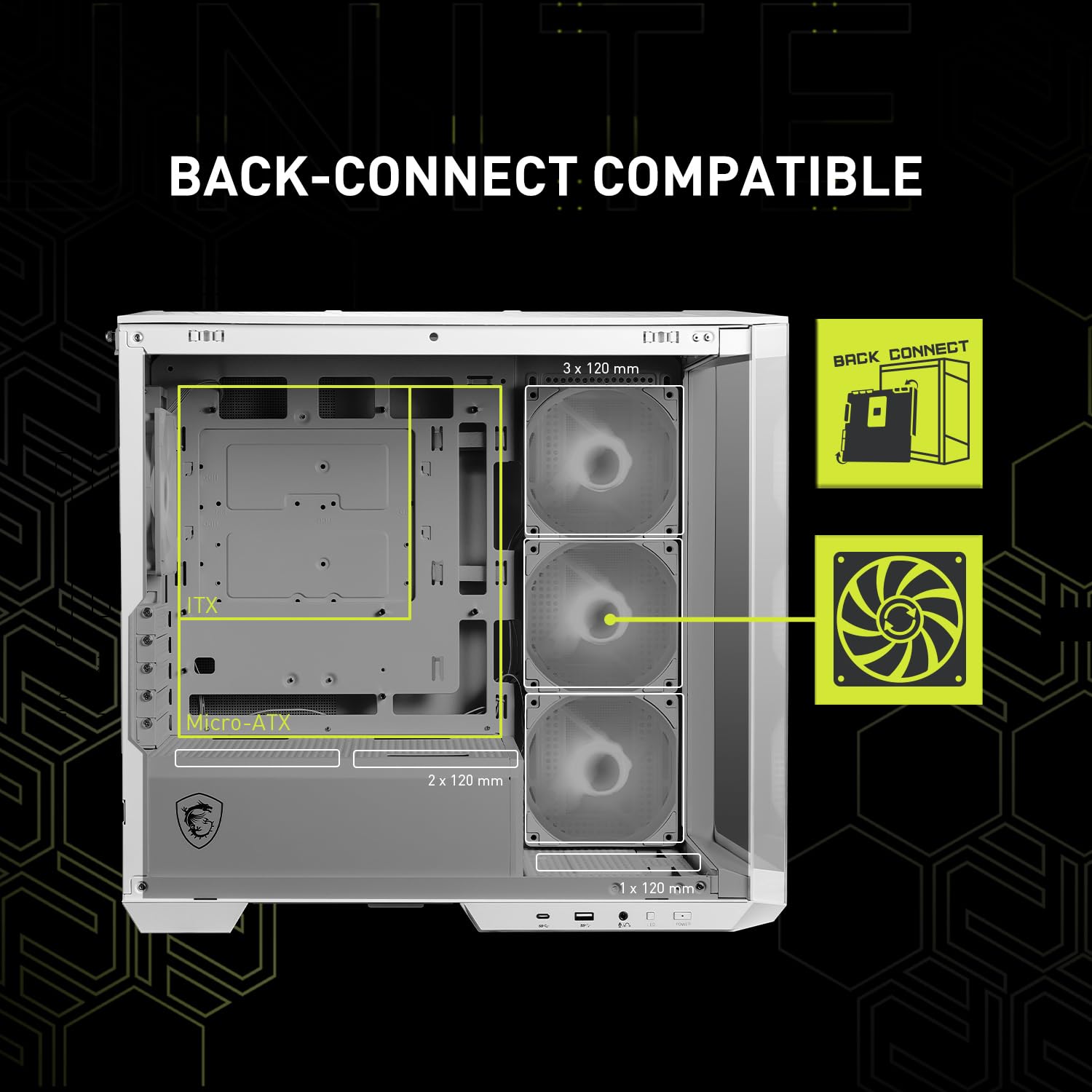 Foto 5 pulgar | Funda para PC MSI Mag Pano M100r Pz Blanca Micro-ATX con 4 Ventiladores ARGB - Venta Internacional