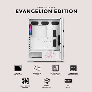 Foto 5 | Gabinete Gamer Xtreme Pc Gaming Evangelion Edition Media Torre Atx/micro Atx/itx Fan 2x120mm Cristal Templado Argb Blan
