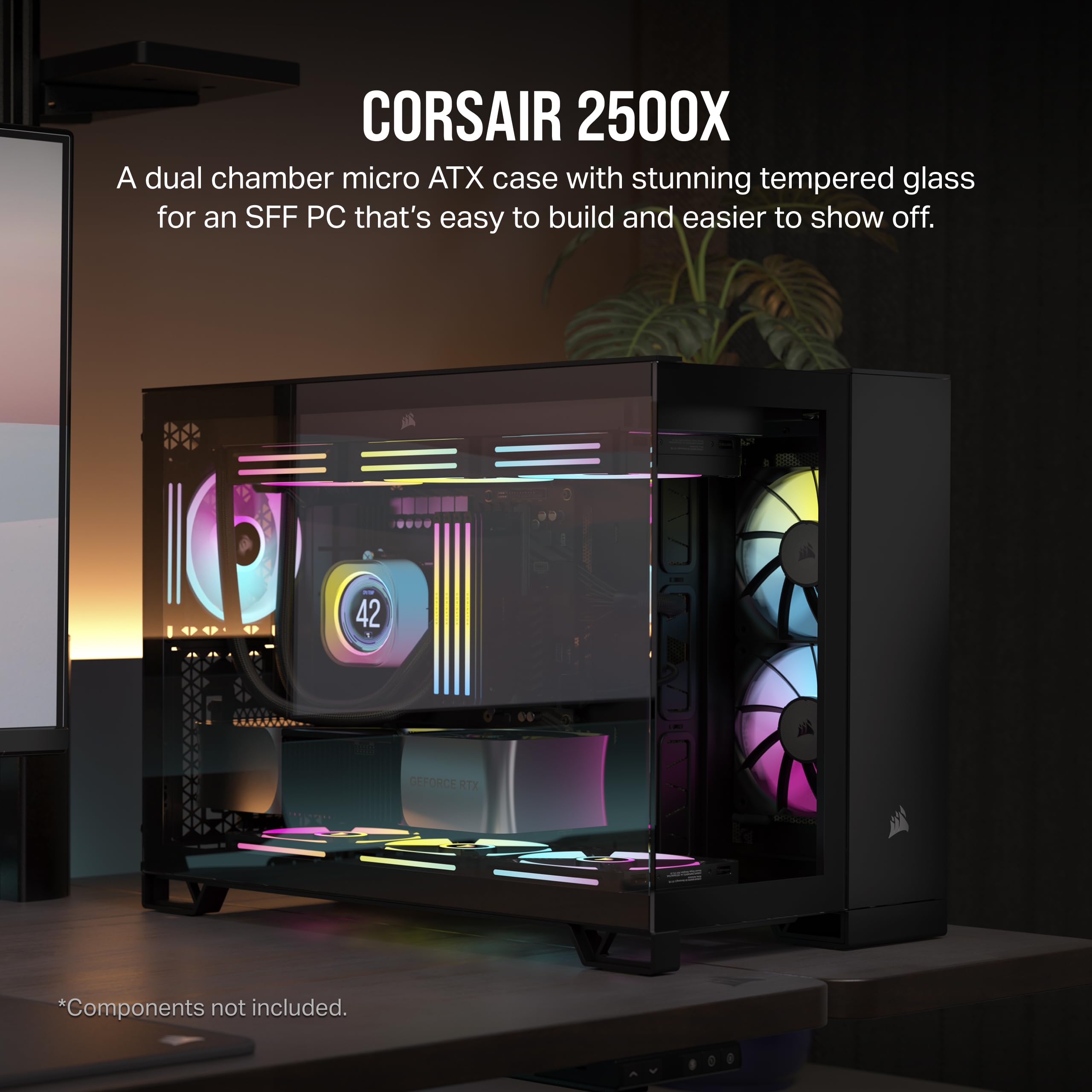 Foto 2 | Funda Para Pc Corsair 2500x De Torre Pequeña Matx De Doble Cámara Negra - Venta Internacional.