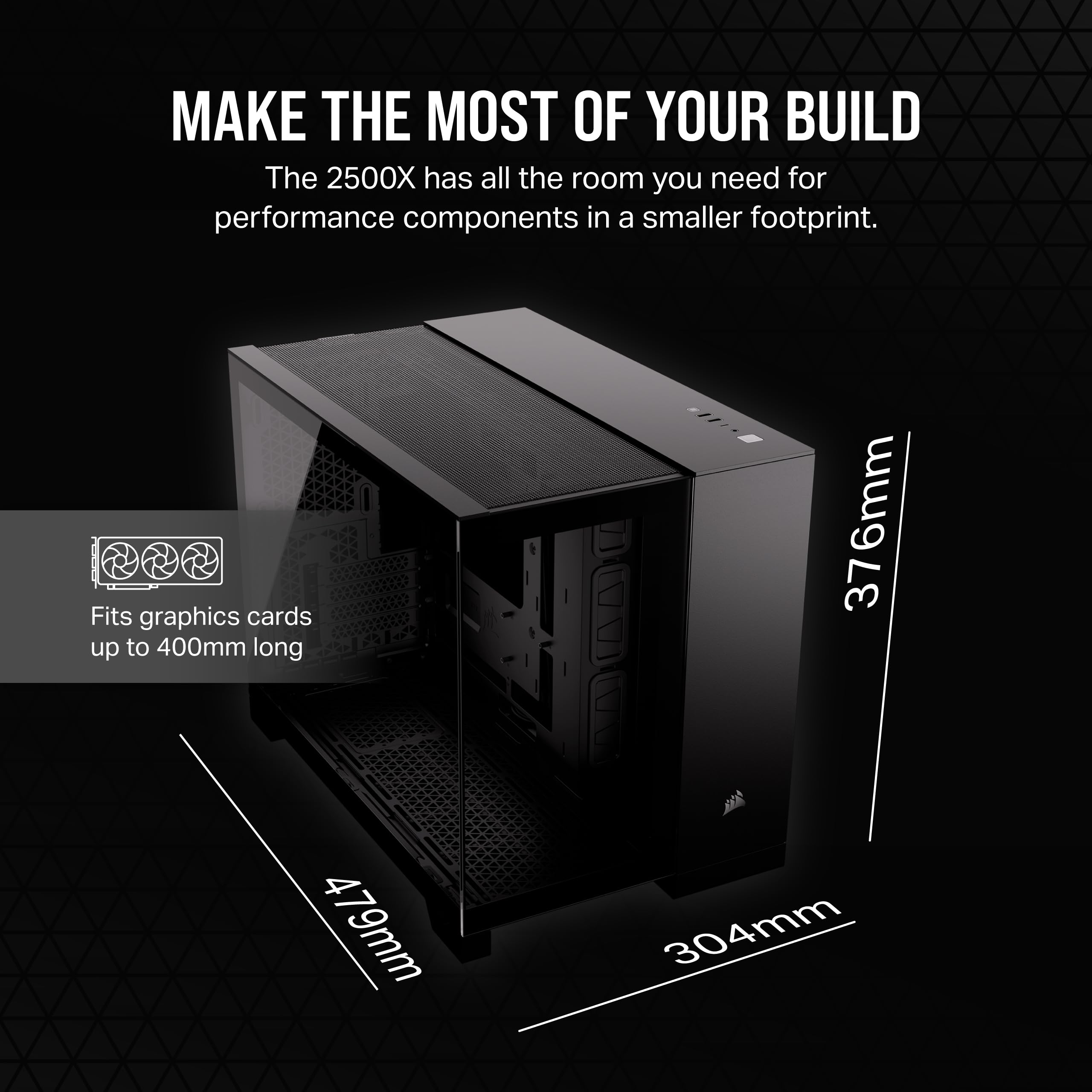 Foto 7 pulgar | Funda Para Pc Corsair 2500x De Torre Pequeña Matx De Doble Cámara Negra - Venta Internacional.