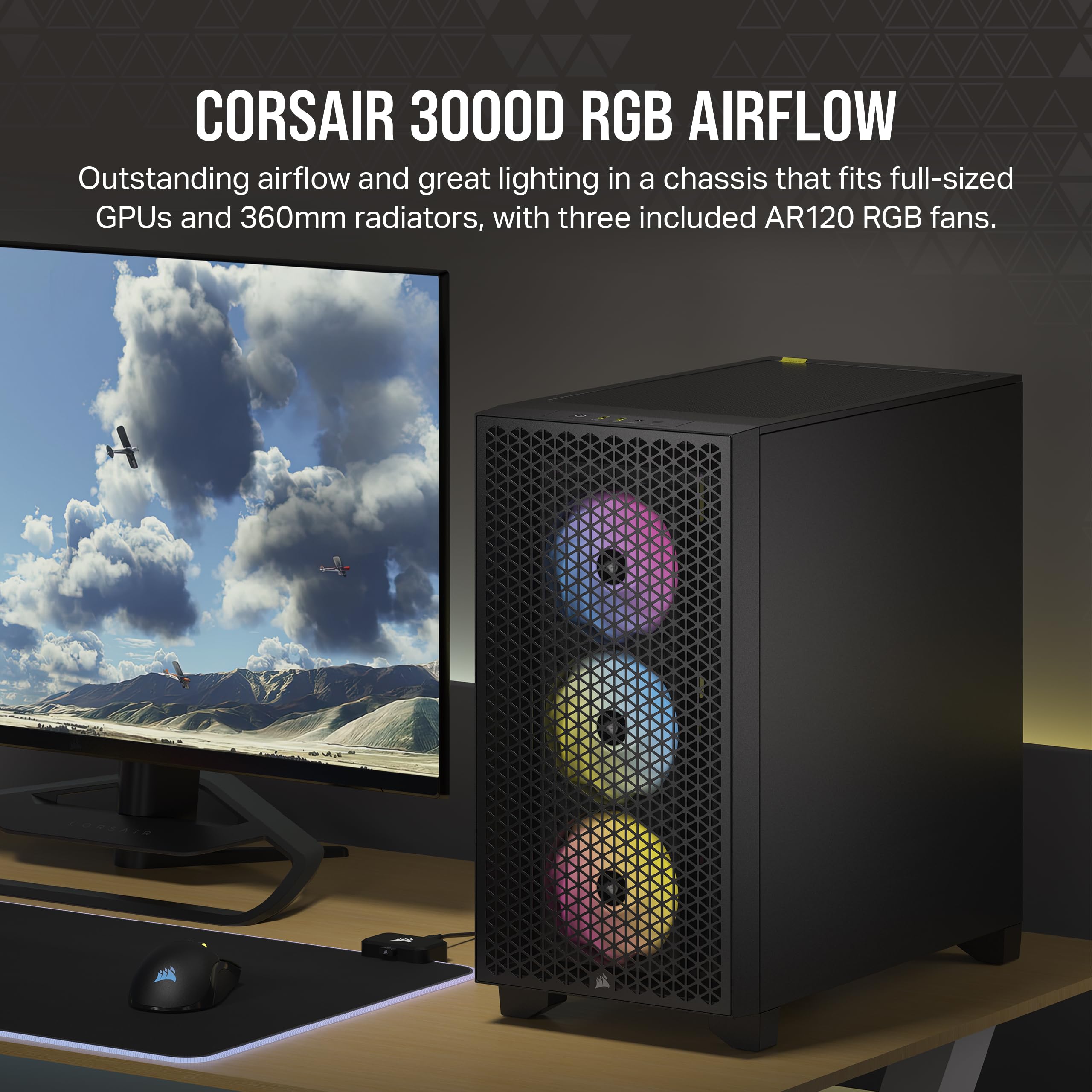 Foto 3 pulgar | Funda Para Pc Corsair 3000d Rgb Airflow Mid-tower Con 3 Ventiladores Ar120 - Venta Internacional.