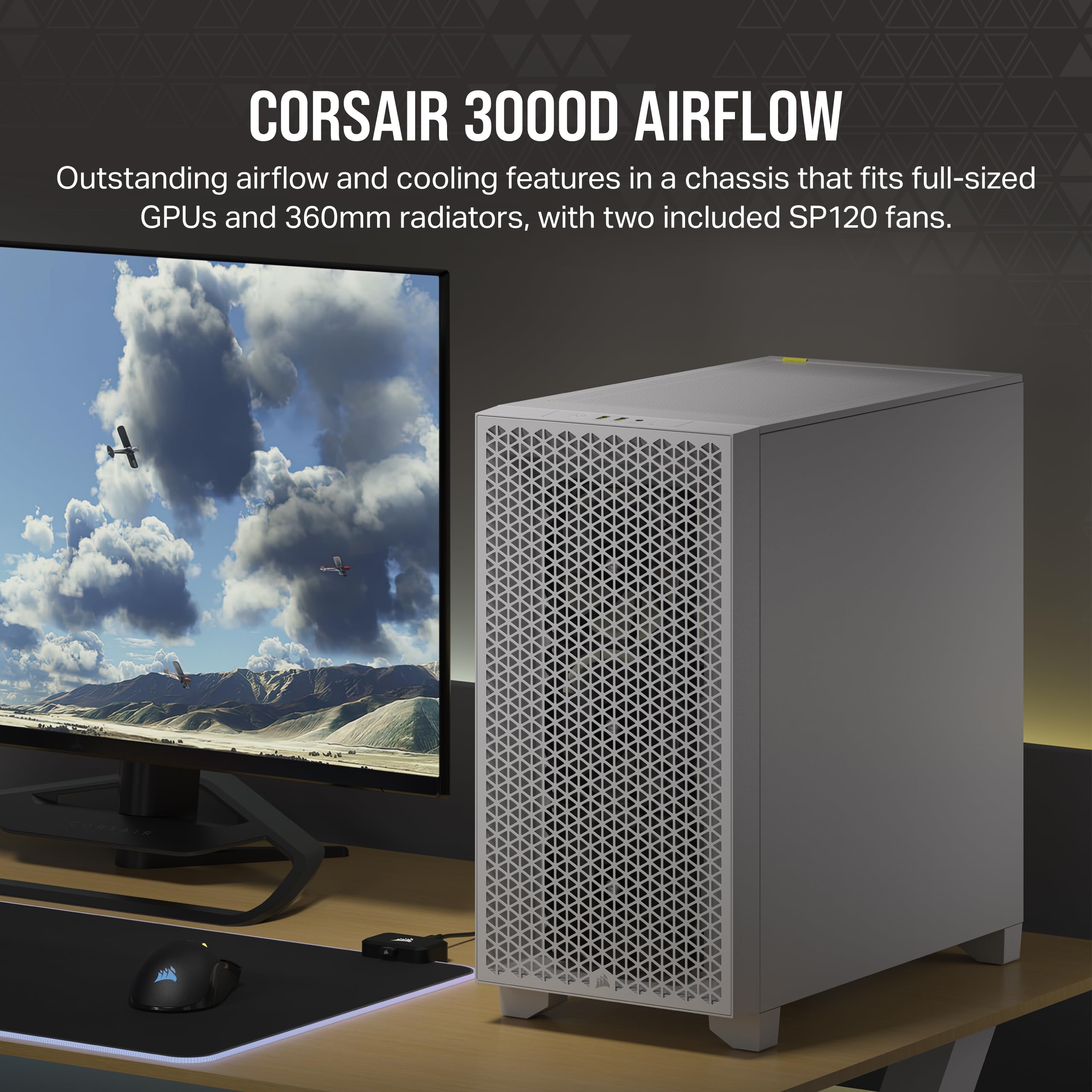 Foto 3 pulgar | Funda Para Pc Corsair 3000d Airflow Mid-tower Blanca - Venta Internacional.