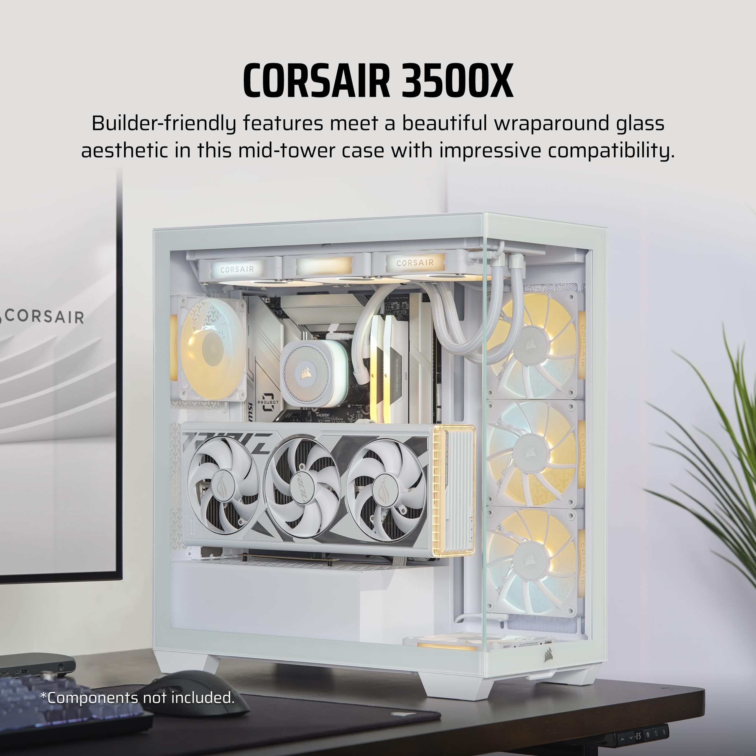 Foto 3 pulgar | Funda Para Pc Corsair 3500x Mid-tower Atx Con Vidrio Templado, Color Blanco - Venta Internacional.