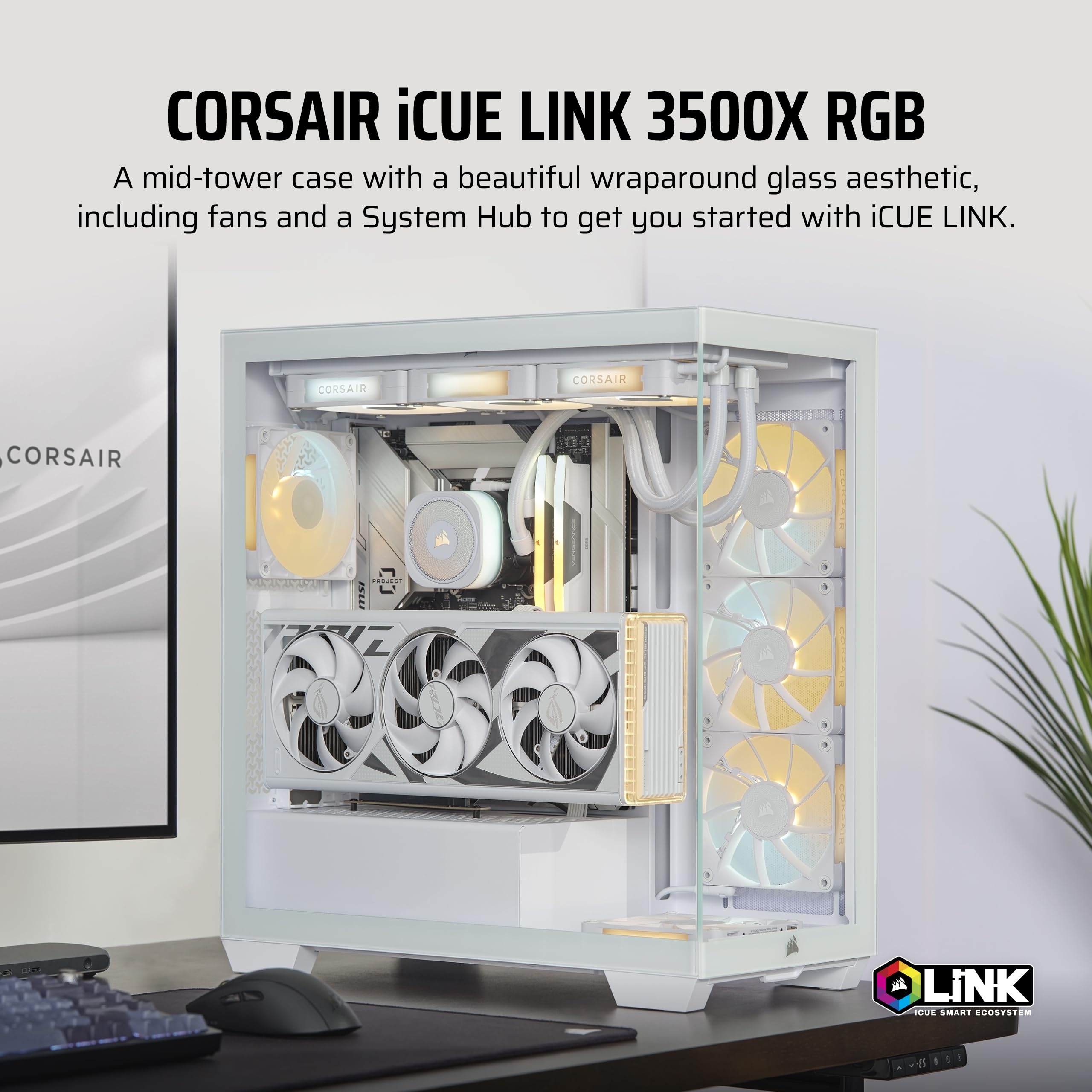 Foto 3 pulgar | Funda Para Pc Corsair Icue Link 3500x Rgb Mid-tower Atx Blanca - Venta Internacional.