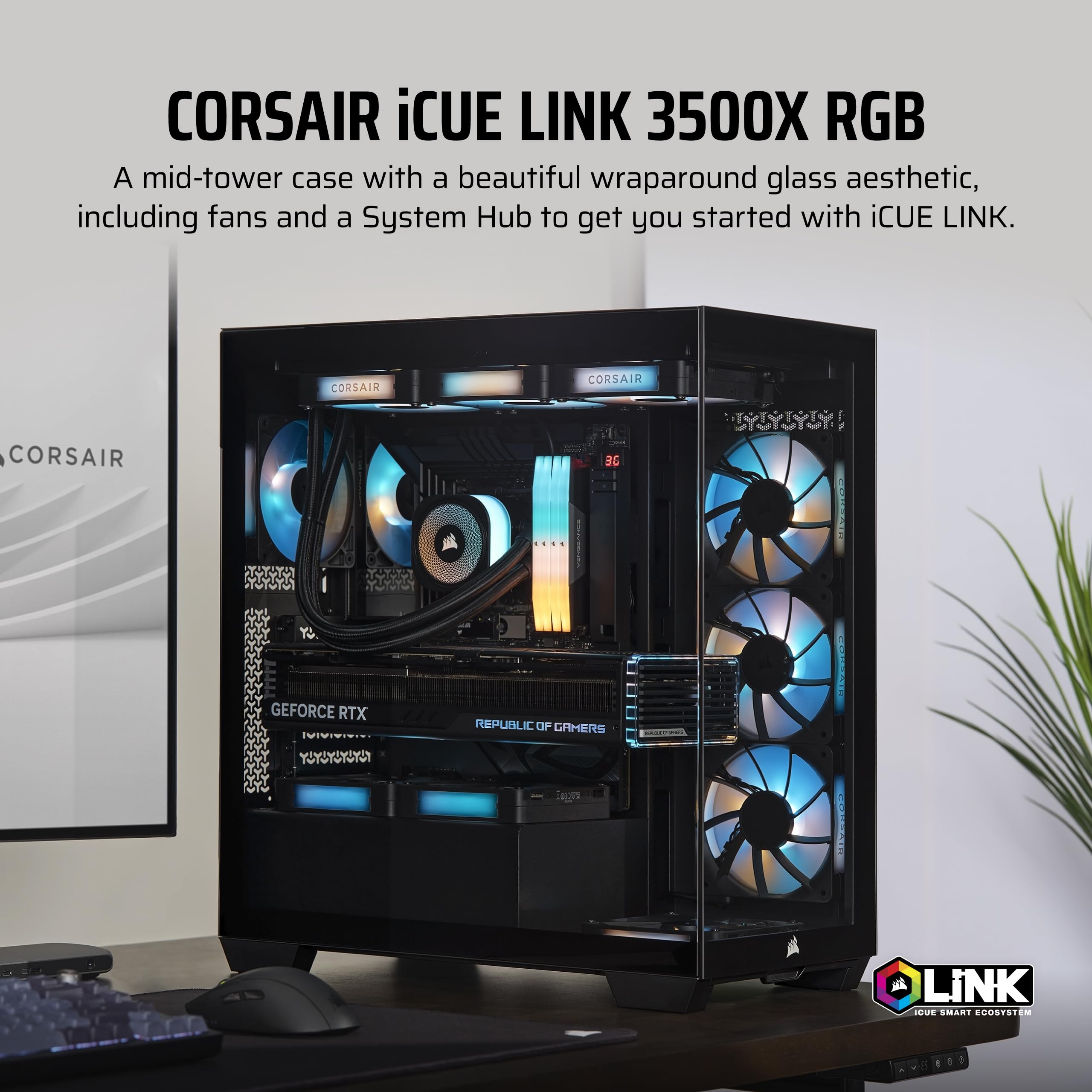 Foto 3 pulgar | Funda Para Pc Corsair Icue Link 3500x Rgb Mid-tower Atx Negra - Venta Internacional.