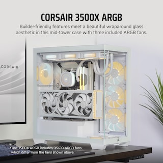 Foto 2 | Funda Para Pc Corsair 3500x Argb Mid-tower Atx Con 3 Ventiladores, Color Blanco - Venta Internacional.