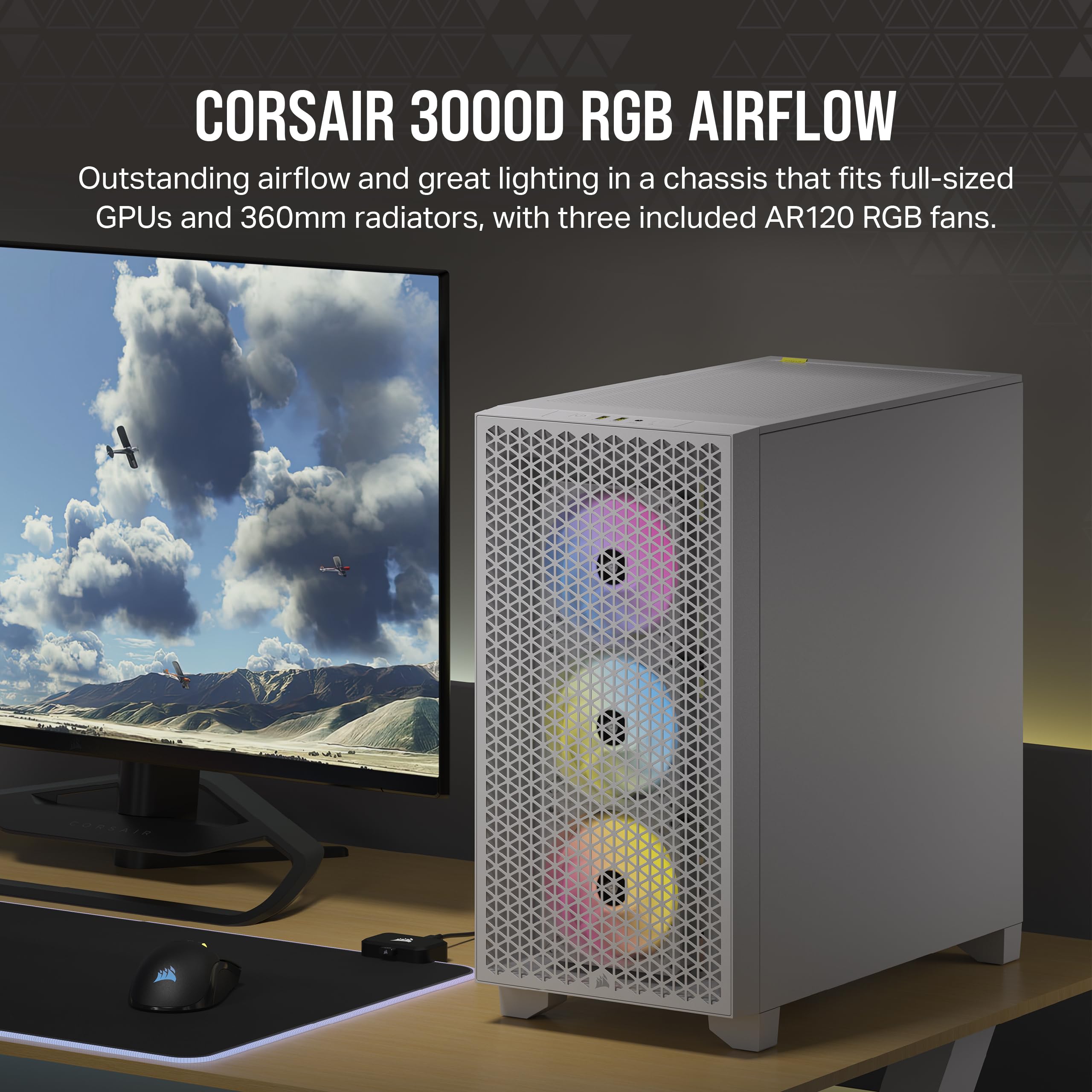 Foto 3 pulgar | Funda Para Pc Corsair 3000d Rgb Airflow Mid-tower Con 3 Ventiladores Ar120 - Venta Internacional.