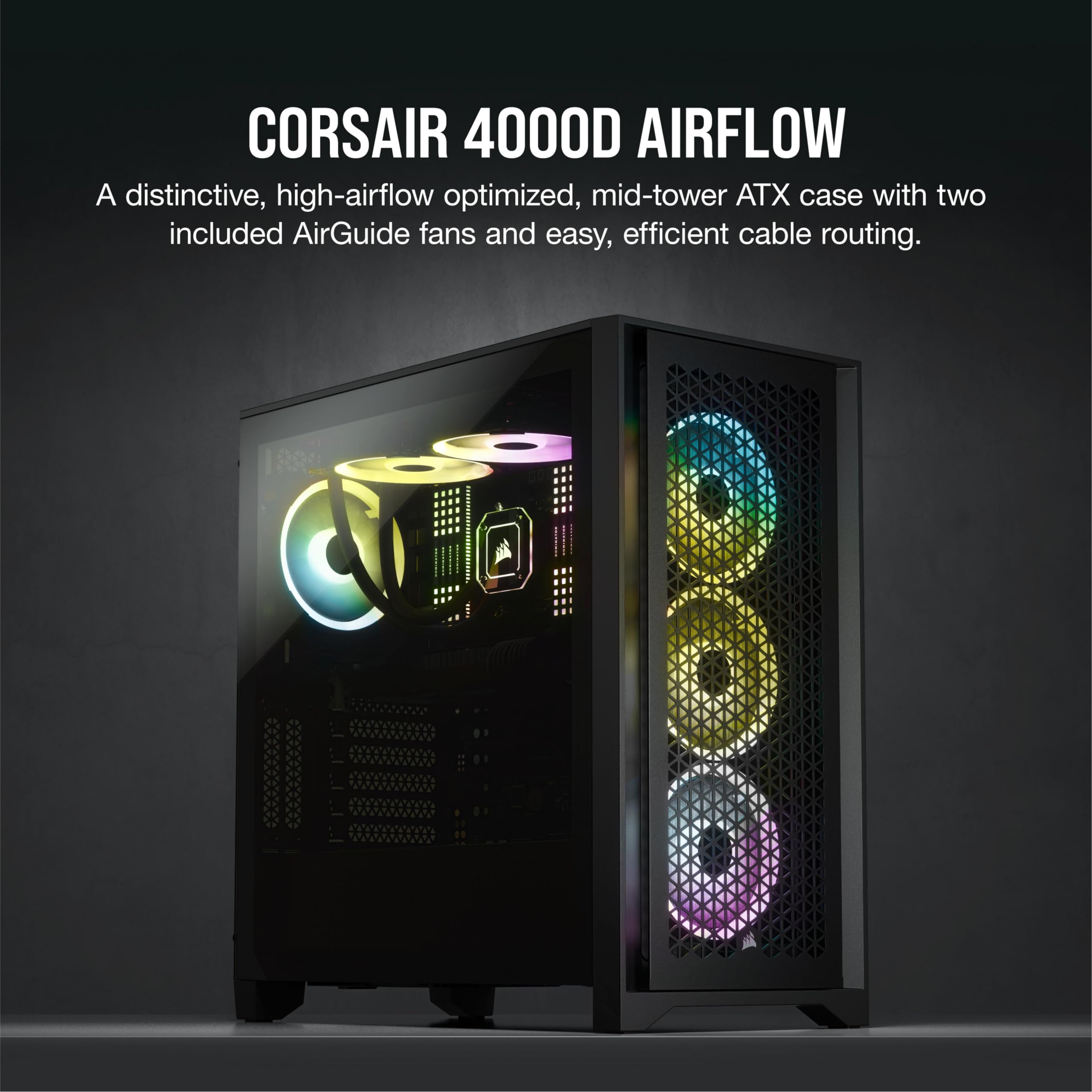 Foto 3 pulgar | Funda Corsair 4000D Airflow de Vidrio Templado Negra para PC de Alto Rendimiento - Venta Internacional