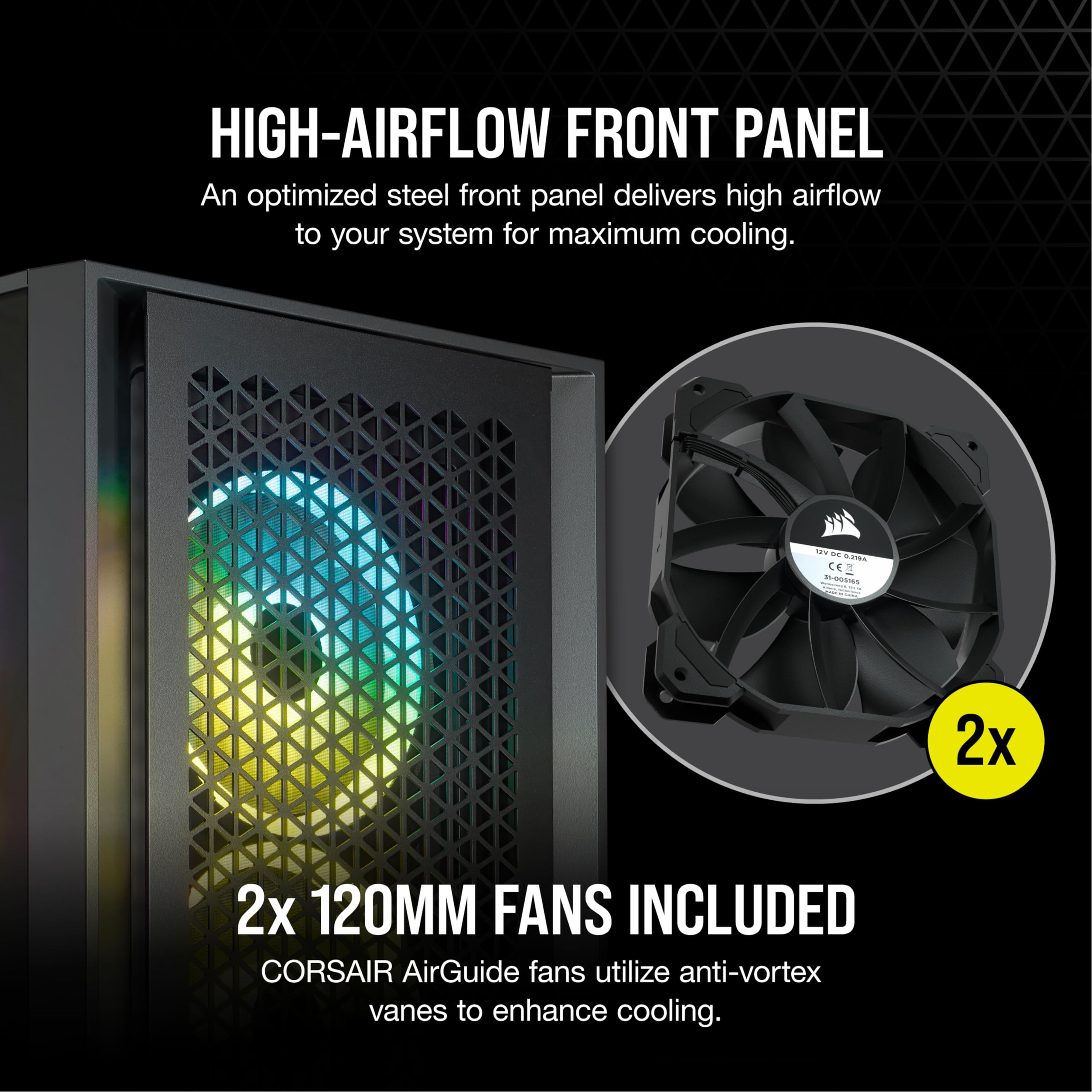 Foto 4 pulgar | Funda Corsair 4000D Airflow de Vidrio Templado Negra para PC de Alto Rendimiento - Venta Internacional