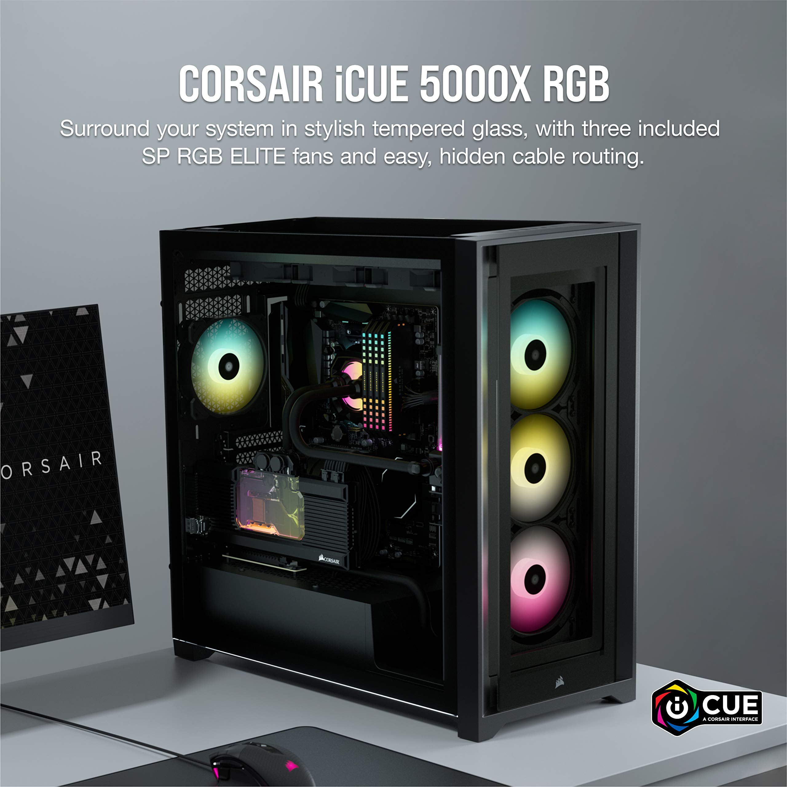 Foto 3 pulgar | Funda Inteligente para Pc Corsair Icue 5000x Rgb de Vidrio Templado Negro - Venta Internacional