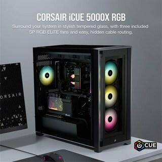Foto 2 | Funda Inteligente para Pc Corsair Icue 5000x Rgb de Vidrio Templado Negro - Venta Internacional