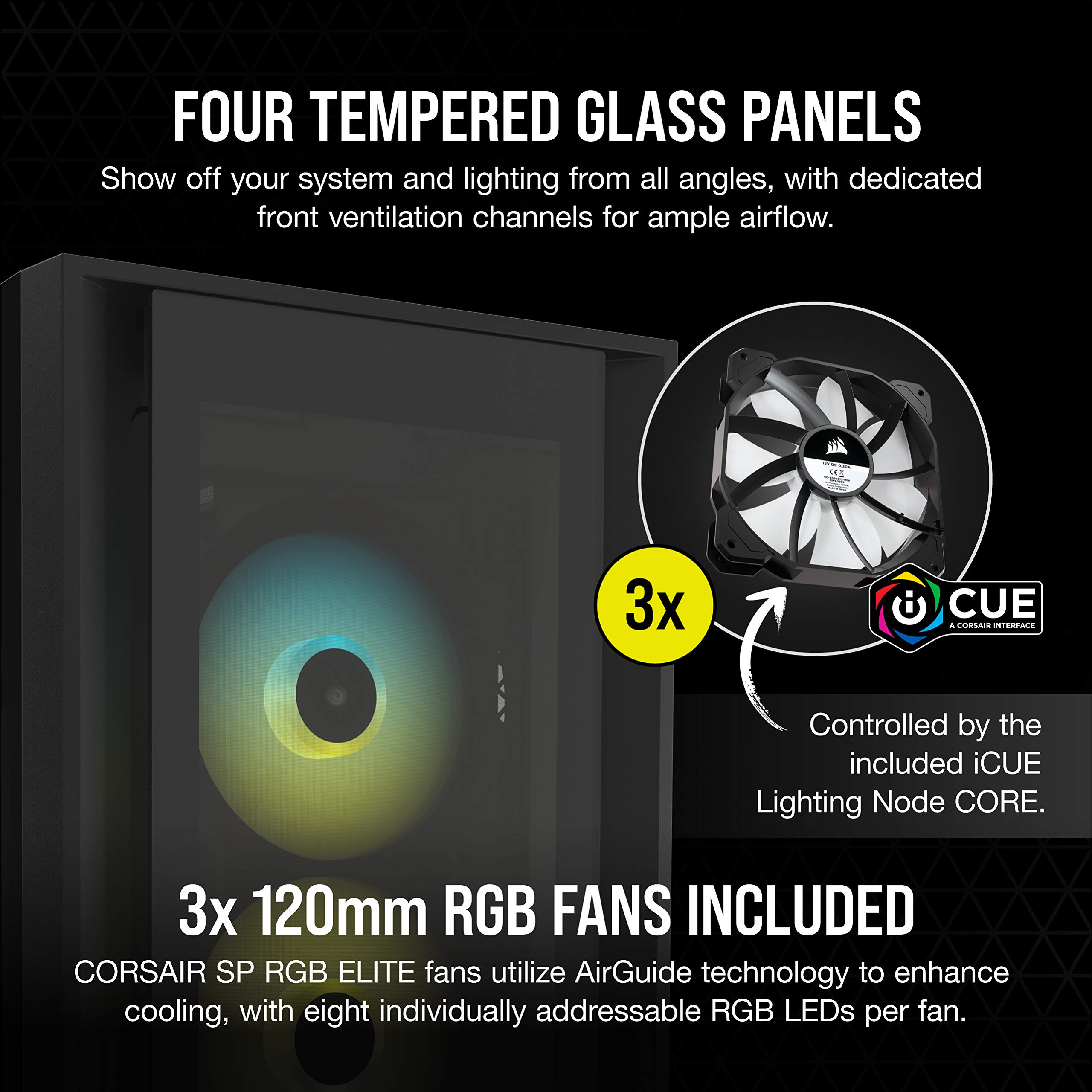 Foto 4 | Funda Inteligente para Pc Corsair Icue 5000x Rgb de Vidrio Templado Negro - Venta Internacional