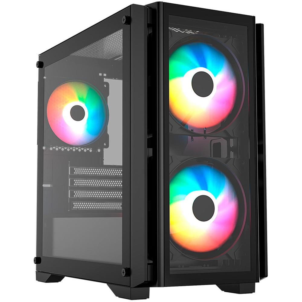 Foto 2 pulgar | Gabinete Gamer Balam Rush Carbono 4000c Matx Usb-c 3 Fan Argb Negro