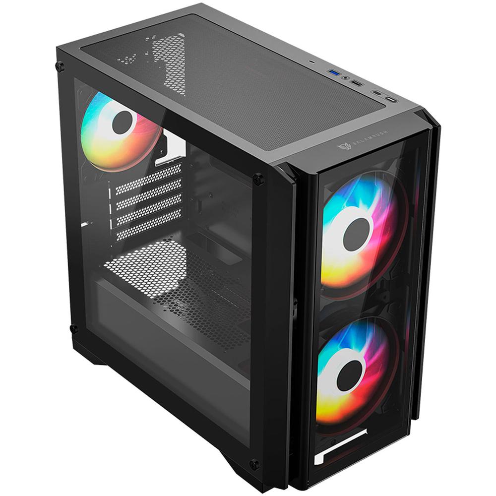 Foto 3 pulgar | Gabinete Gamer Balam Rush Carbono 4000c Matx Usb-c 3 Fan Argb Negro