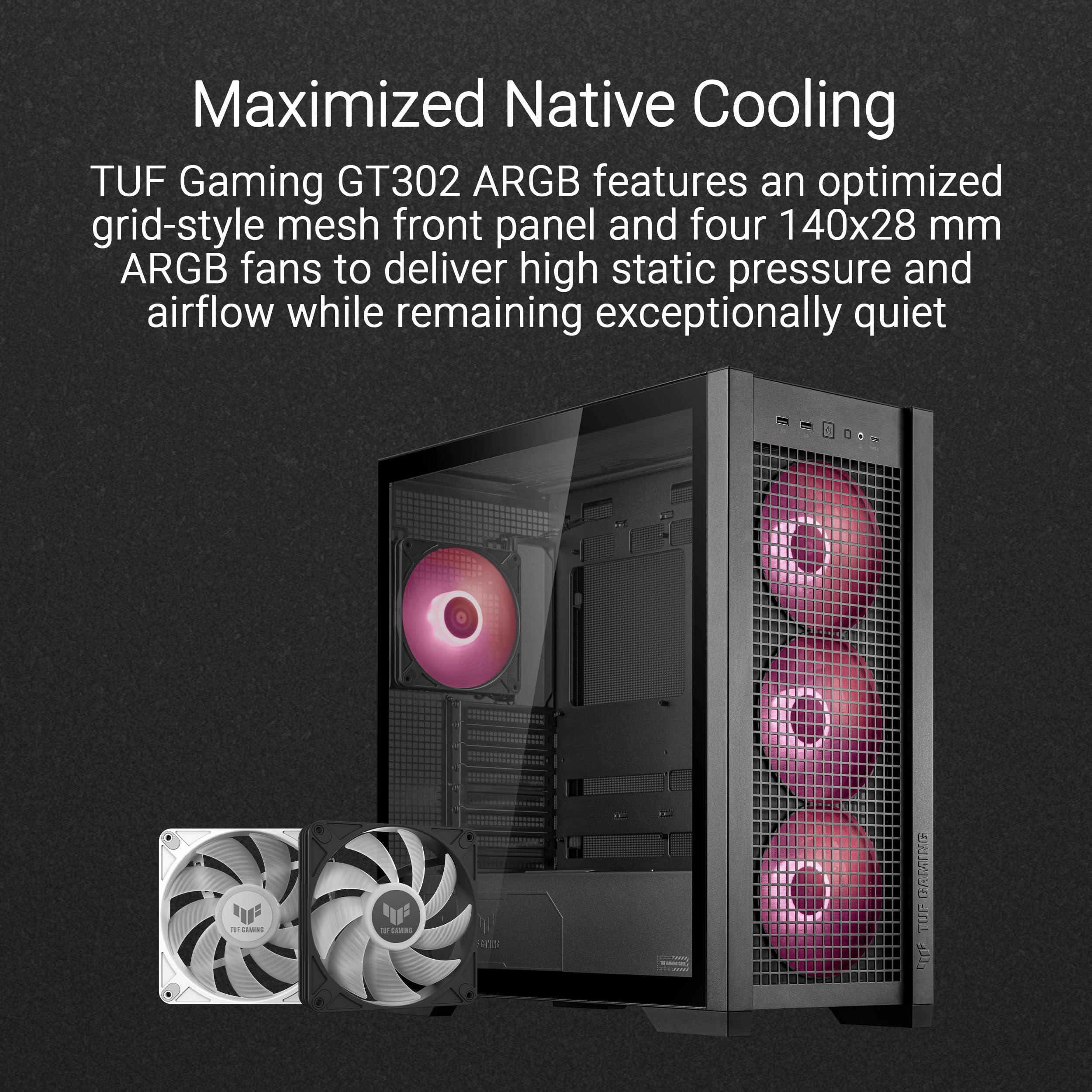 Foto 3 pulgar | Funda Atx Mid-tower Para Asus Tuf Gaming Gt302 Argb Con 4 Ventiladores - Venta Internacional.