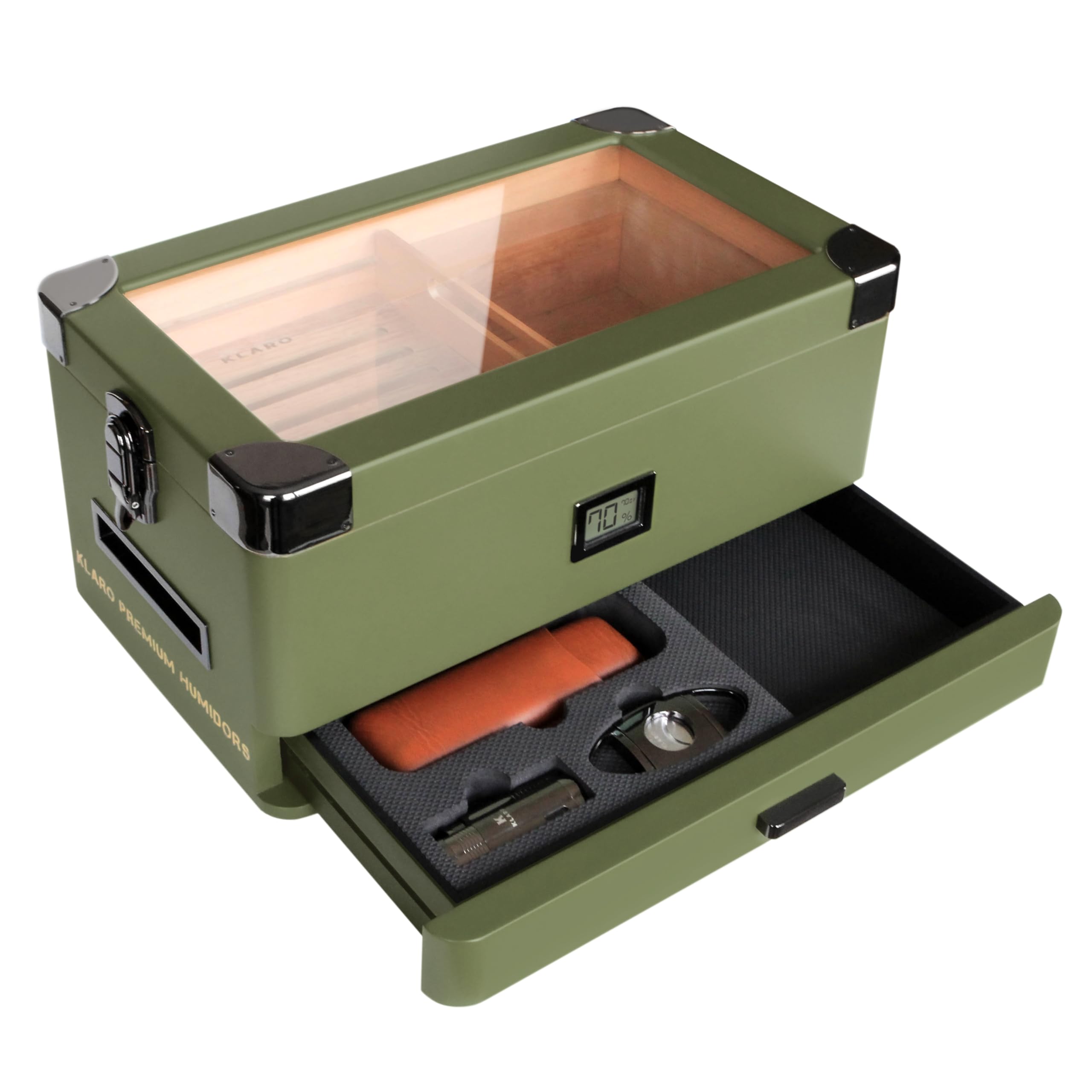 Foto 2 pulgar | Tapa De Cristal Militar Humidor Case Elegance Con Madera De Cedro - Venta Internacional.