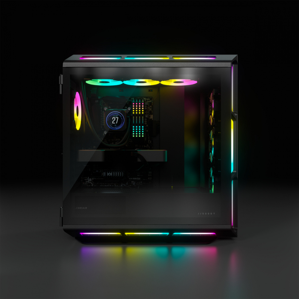 Foto 5 pulgar | Gabinete Corsair Icue 5000t Con Ventana Rgb, Midi Tower, Atx, Usb 3.0, Sin Fuente, Negro