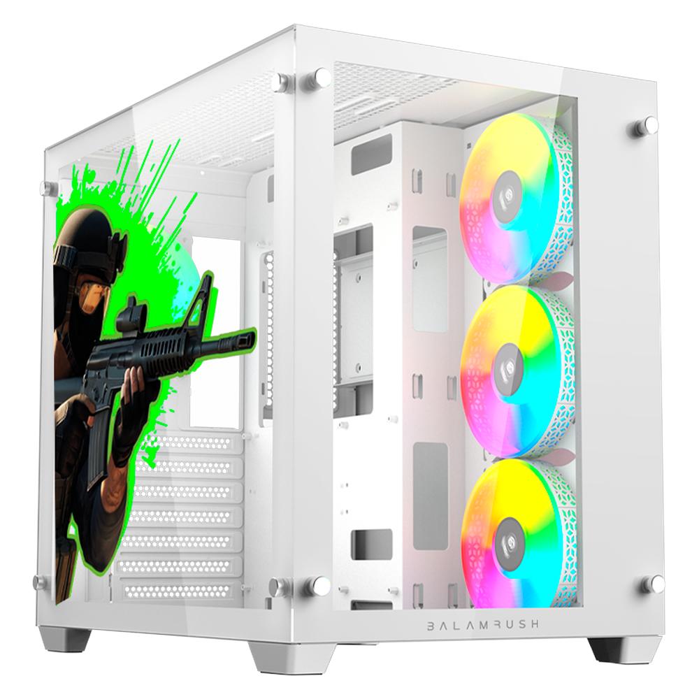 Foto 2 pulgar | Gabinete Gamer Xtreme Pc Gaming Counter Strike Edition Media Torre Atx 4 Fan Cristal Templado Rgb Blanco