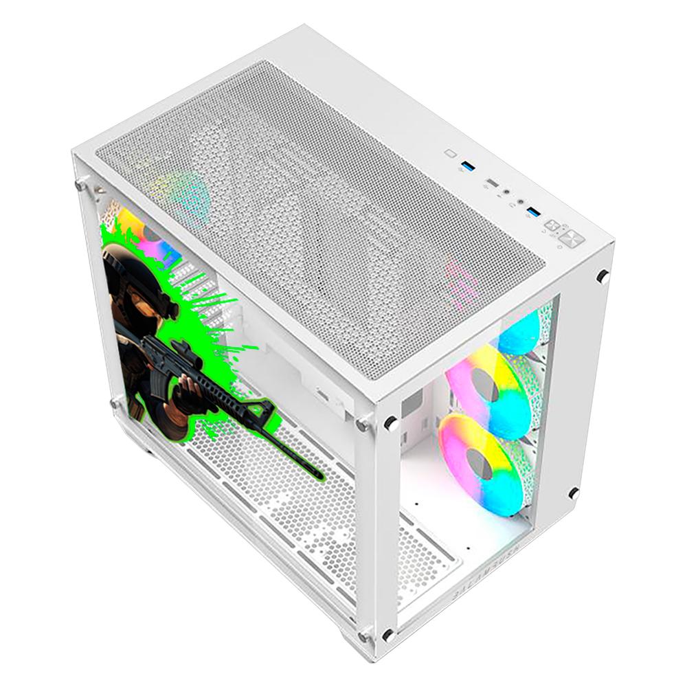 Foto 5 pulgar | Gabinete Gamer Xtreme Pc Gaming Counter Strike Edition Media Torre Atx 4 Fan Cristal Templado Rgb Blanco