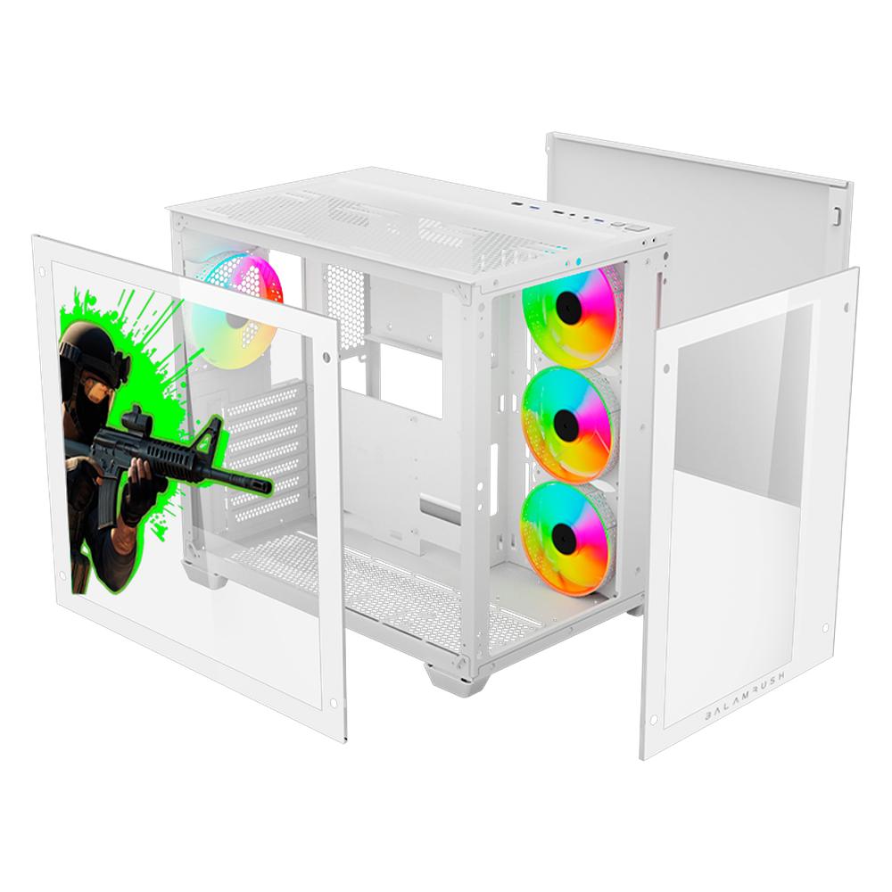 Foto 6 pulgar | Gabinete Gamer Xtreme Pc Gaming Counter Strike Edition Media Torre Atx 4 Fan Cristal Templado Rgb Blanco